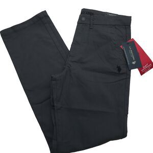U.S. Polo Assn Boys Size 18 Charcoal Gray Performance Pants Flat Front Stretch